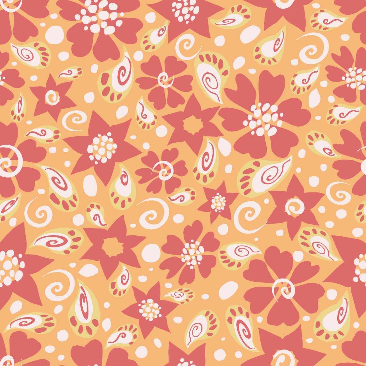 floral paisley orange