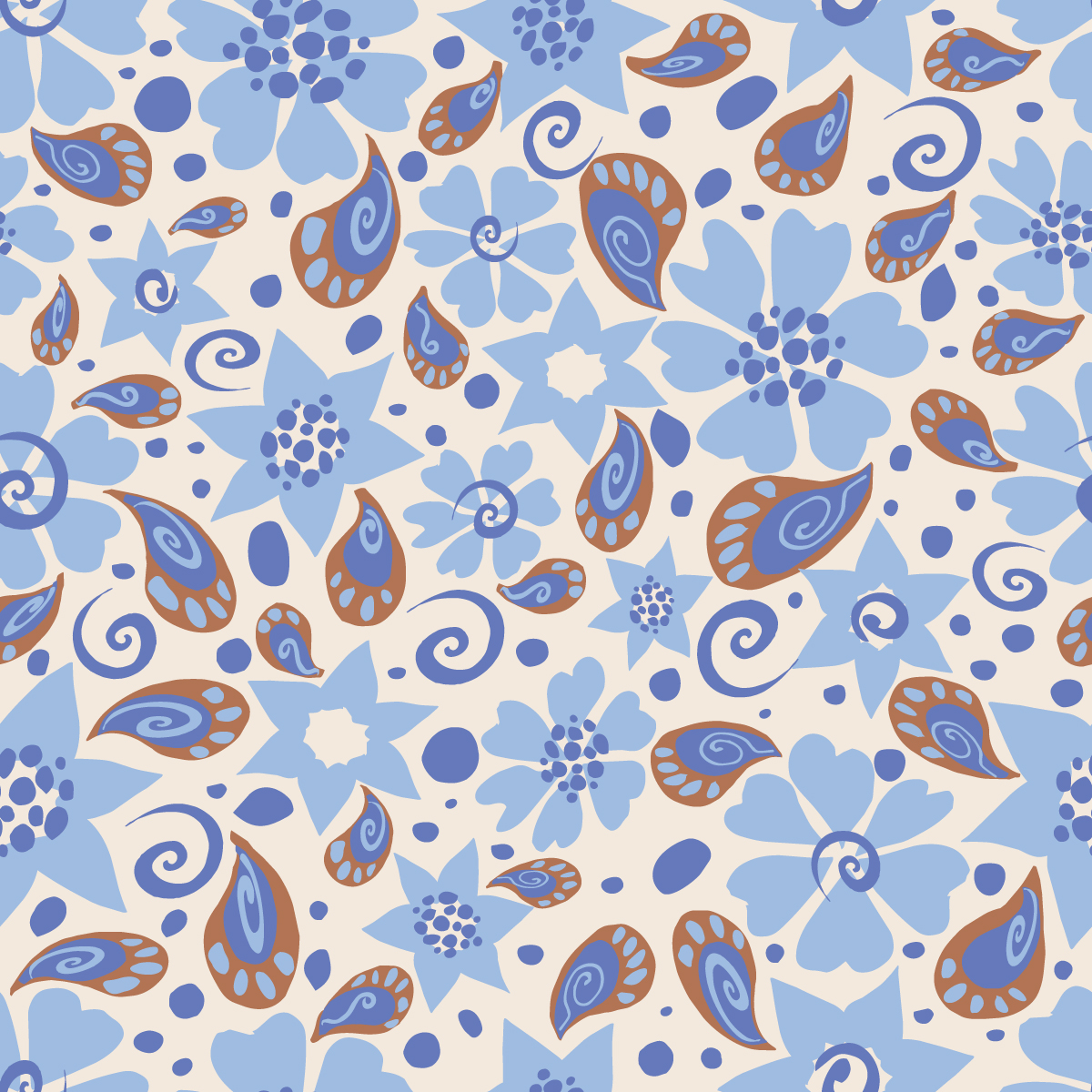 floral paisley light blue
